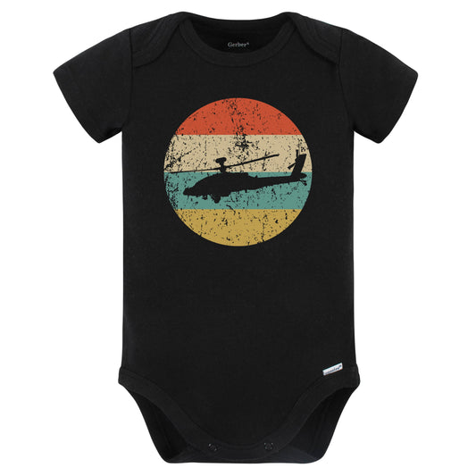 Chinook Helicopter Silhouette Retro Military Baby Bodysuit (Black)