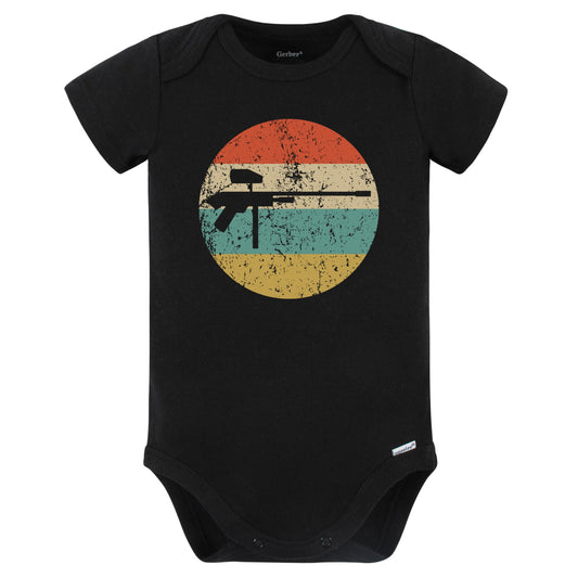 Paintball Gun Silhouette Retro Sports Baby Bodysuit (Black)