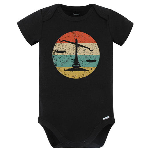 Law Scales of Justice Silhouette Retro Lawyer Judge Baby Bodysuit (Black)