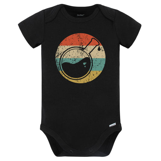 Round Science Beaker Flask Retro Science Scientist Baby Bodysuit (Black)