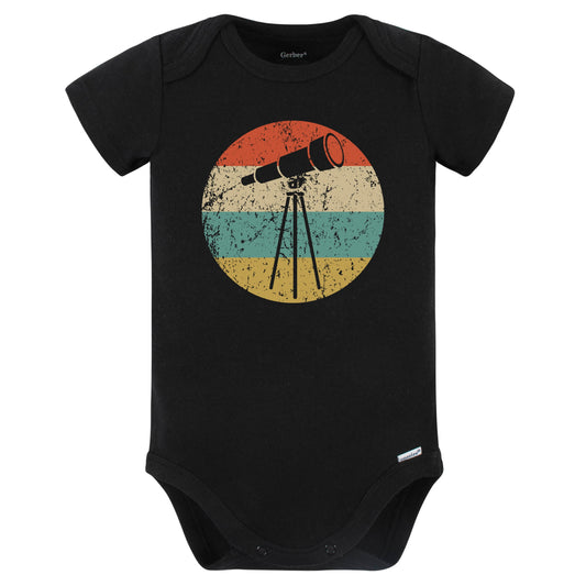 Space Science Telescope Retro Astronomy Astronomer Baby Bodysuit (Black)