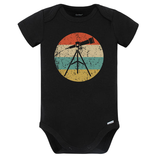 Astronomy Astronomer Telescope Retro Space Science Baby Bodysuit (Black)