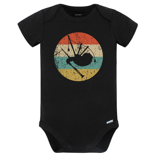 Bagpipes Silhouette Retro Music Musician Musical Instrument Baby Bodysuit (Black)