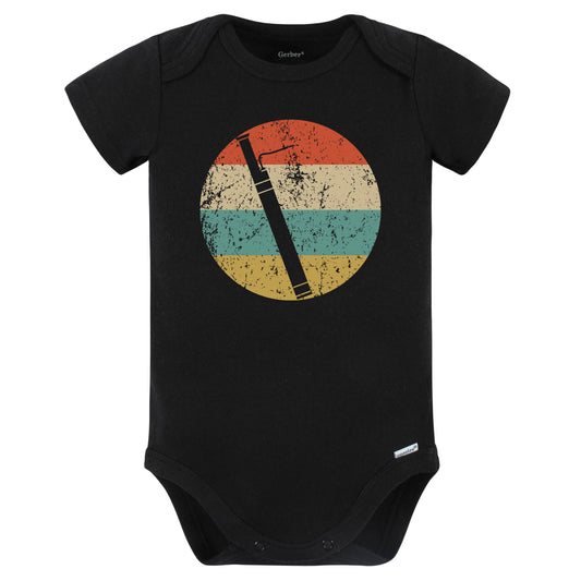 Bassoon Silhouette Retro Music Musician Musical Instrument Baby Bodysuit (Black)