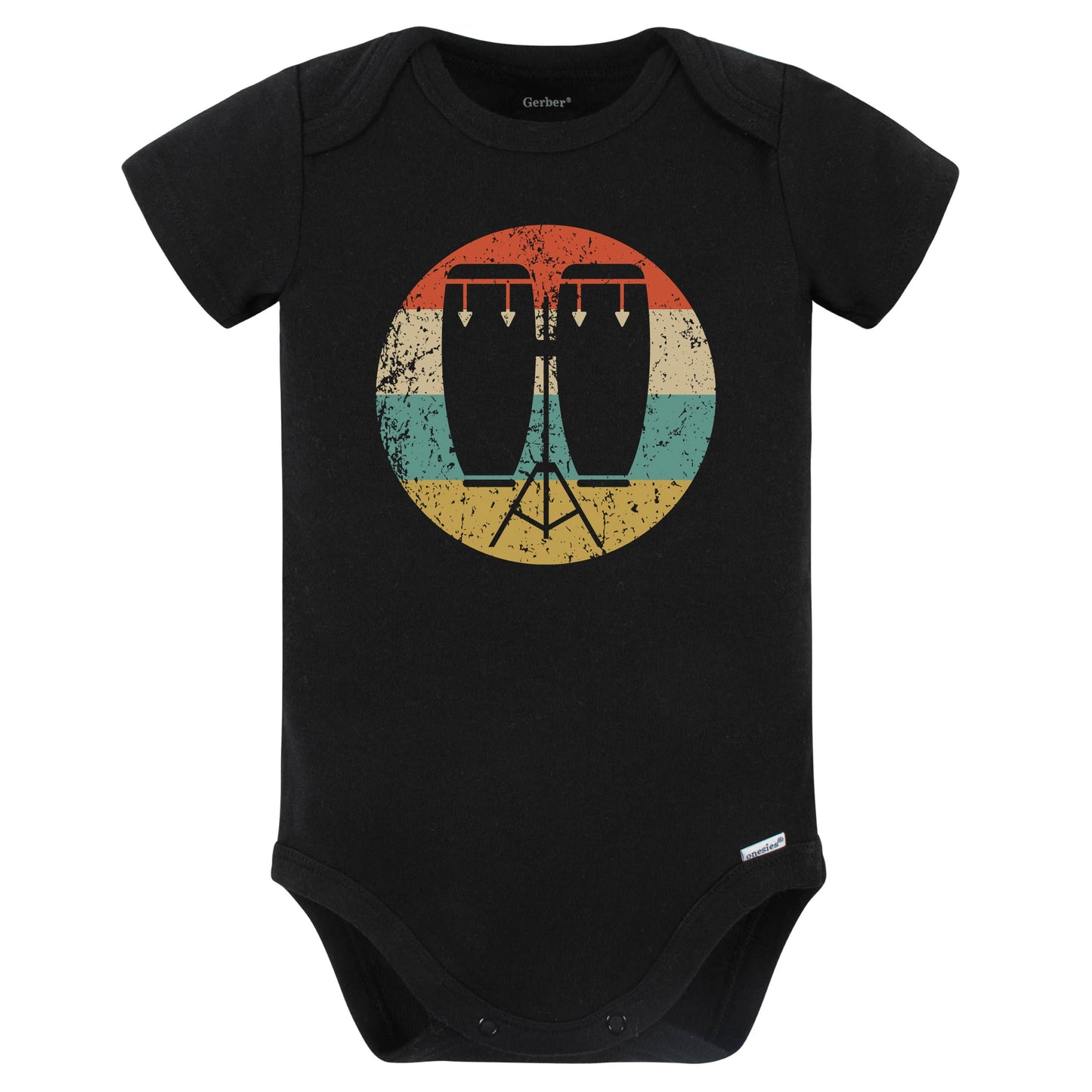 Bongo Drums Retro Music Musician Musical Instrument Baby Bodysuit (Black)
