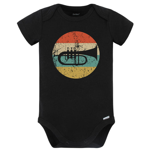 Flugelhorn Trumpet Retro Music Musician Musical Instrument Baby Bodysuit (Black)