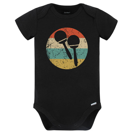 Maracas Silhouette Retro Salsa Music Musical Instrument Baby Bodysuit (Black)