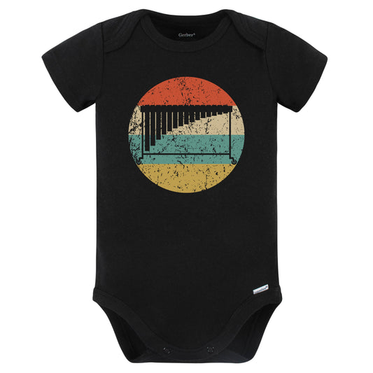 Marimba Silhouette Retro Music Musician Musical Instrument Baby Bodysuit (Black)
