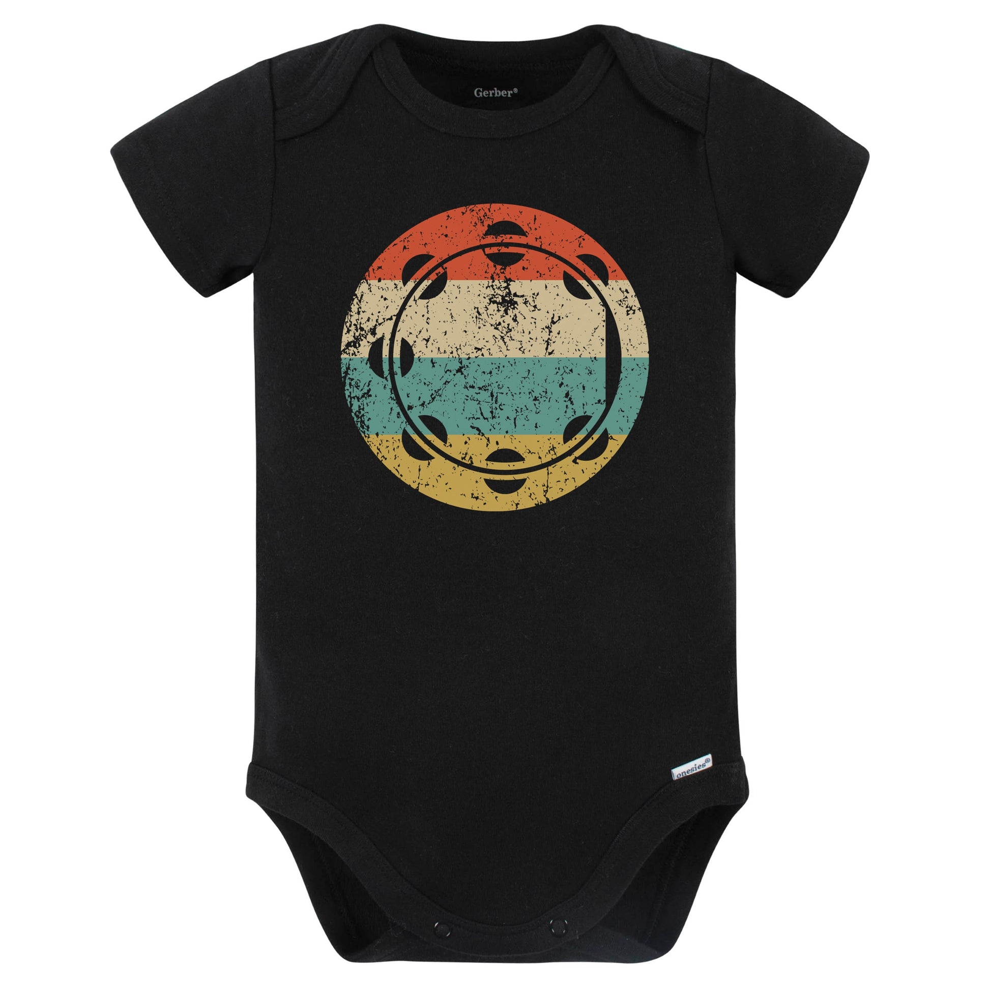 Tambourine Retro Music Musician Musical Instrument Baby Bodysuit (Black)