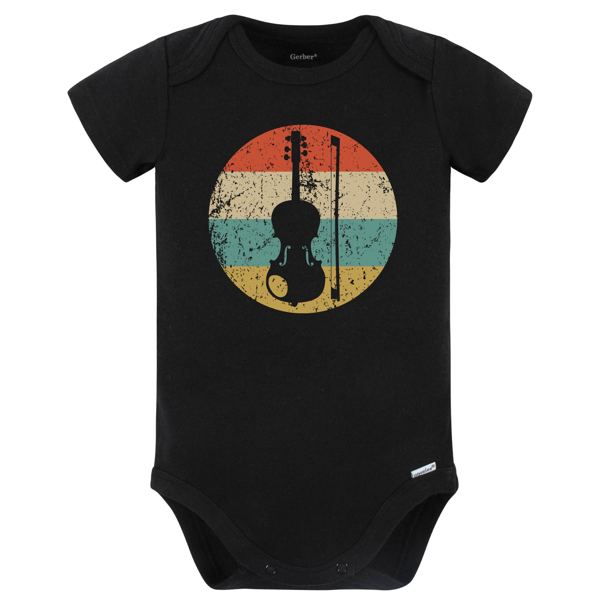 Violin Viola Retro Music Musician Musical Instrument Baby Bodysuit (Black)