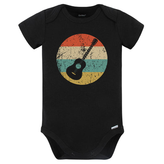 Acoustic Guitar Retro Music Musician Musical Instrument Baby Bodysuit (Black)