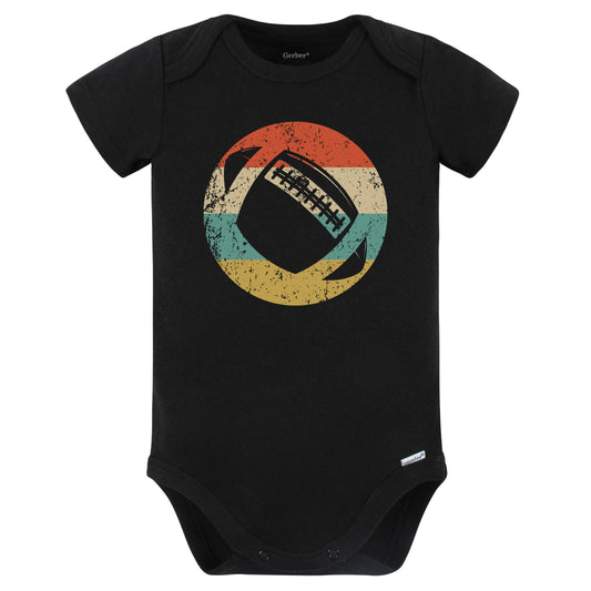 Football Silhouette Retro Sports Baby Bodysuit (Black)