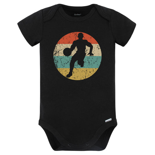 Basketball Player Silhouette Retro Sports Baby Bodysuit (Black)