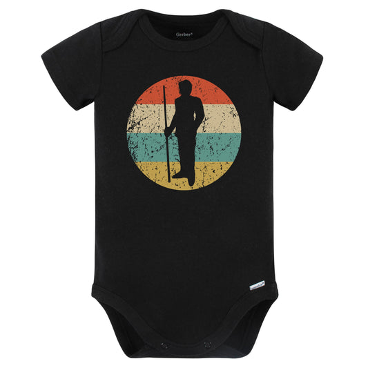 Billiards Player Pool Shark Silhouette Retro Sports Baby Bodysuit (Black)
