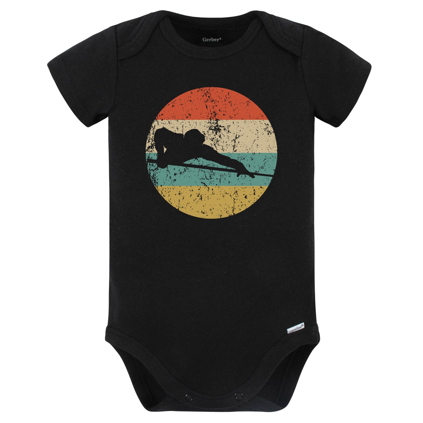 Pool Player Billiards Player Silhouette Retro Sports Baby Bodysuit (Black)