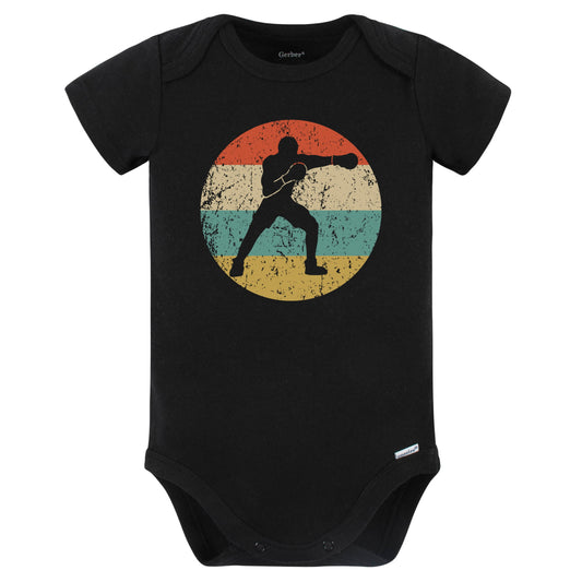 Boxer Punch Boxing Silhouette Retro Sports Baby Bodysuit (Black)
