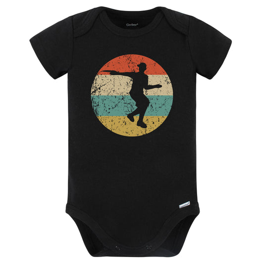 Disc Golf Player Silhouette Retro Sports Baby Bodysuit (Black)