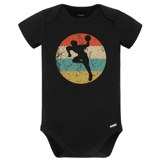 Dodgeball Handball Player Silhouette Retro Sports Baby Bodysuit (Black)