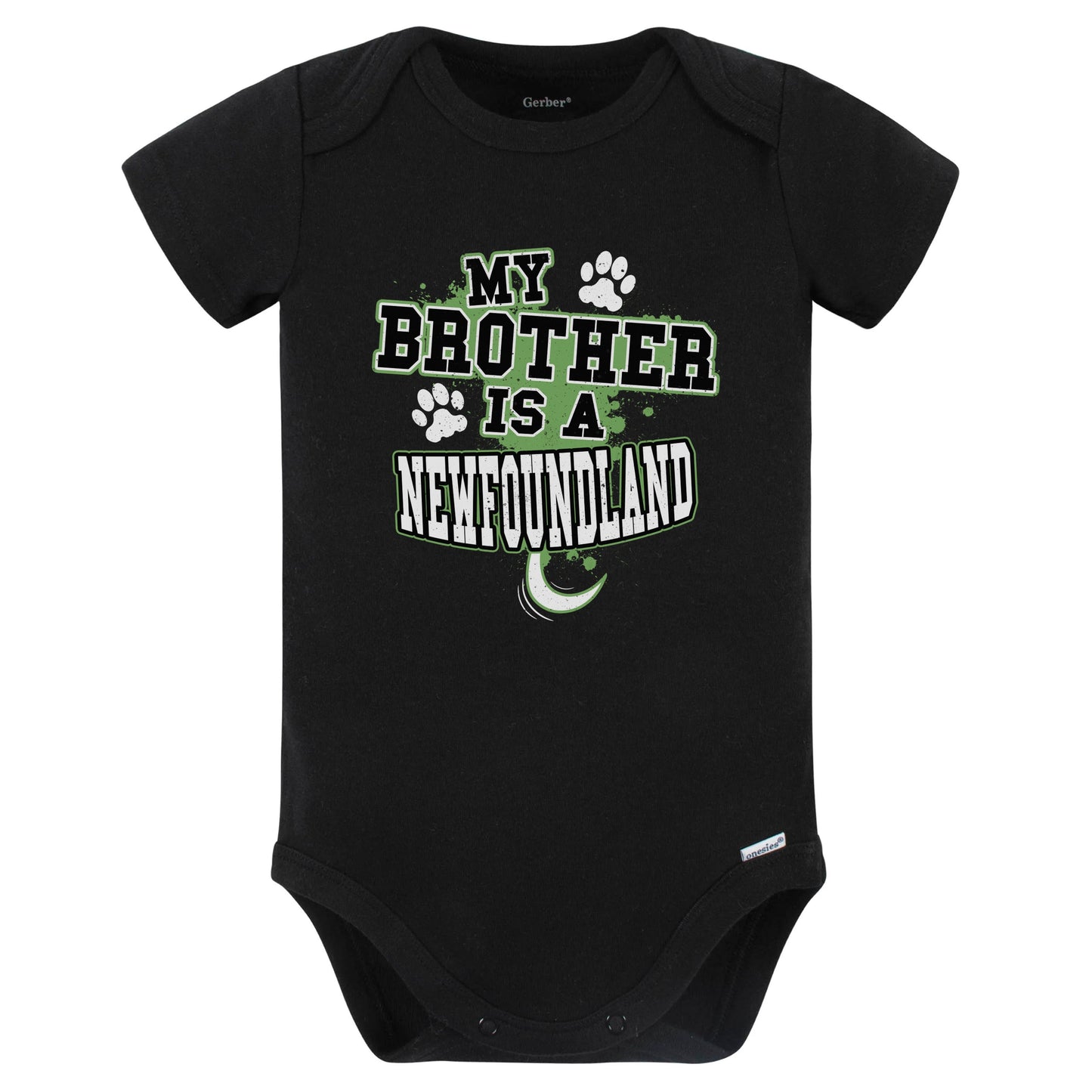 My Brother Is A Newfoundland Funny Baby Bodysuit (Black)