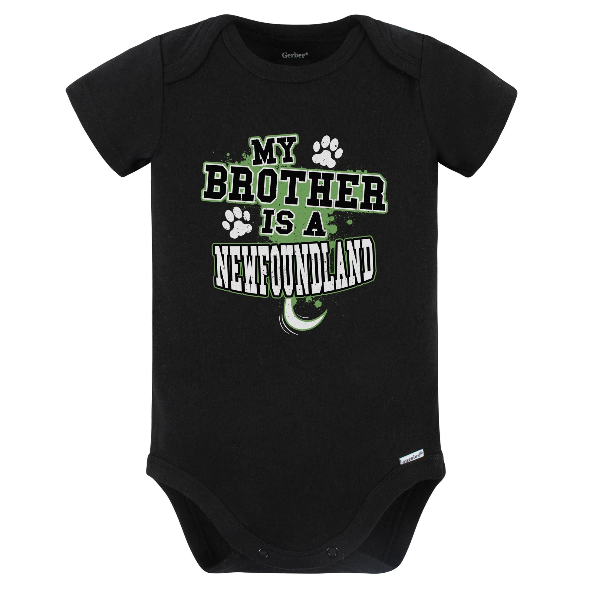 My Brother Is A Newfoundland Funny Baby Bodysuit (Black)