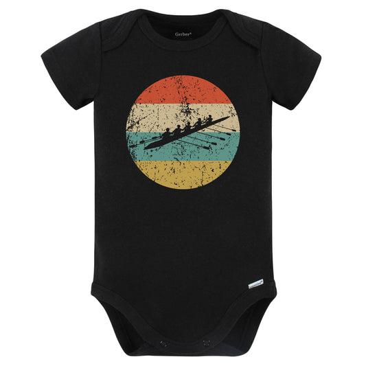 Crew Boat Rowing Silhouette Retro Sports Baby Bodysuit (Black)