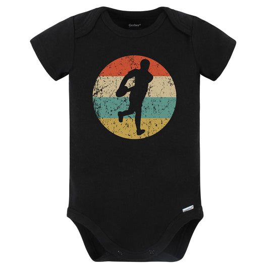 Rugby Player Silhouette Retro Sports Baby Bodysuit (Black)