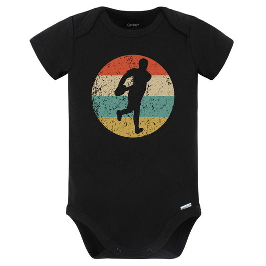 Rugby Player Silhouette Retro Sports Baby Bodysuit (Black)