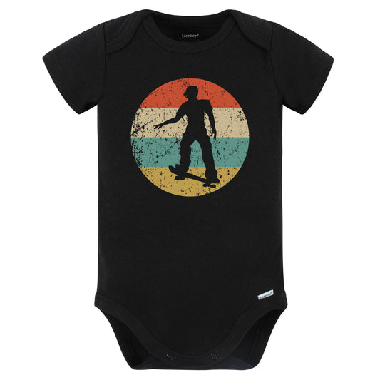 Skateboarder Skateboarding Skater Retro Skateboard Baby Bodysuit (Black)