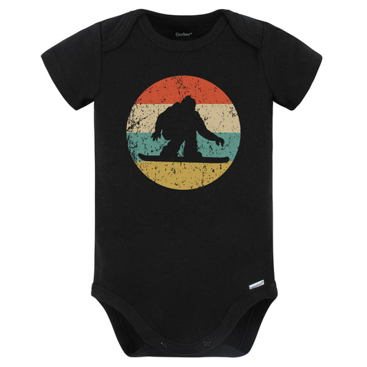 Snowboarding Snowboarder Snowboard Retro Winter Sports Baby Bodysuit (Black)