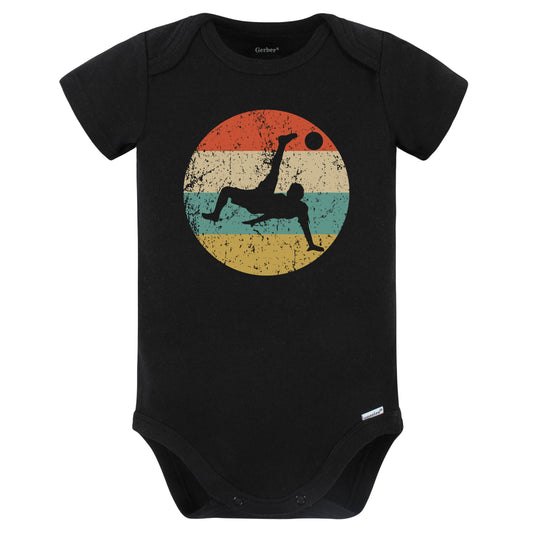 Soccer Player Bicycle Kick Silhouette Retro Sports Baby Bodysuit (Black)