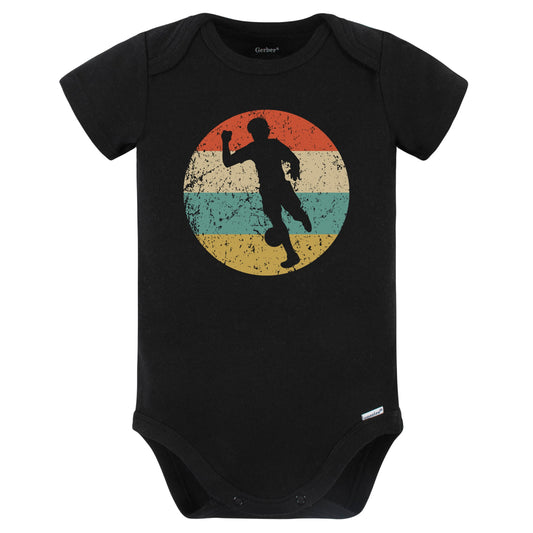 Soccer Player Silhouette Retro Sports Baby Bodysuit (Black)