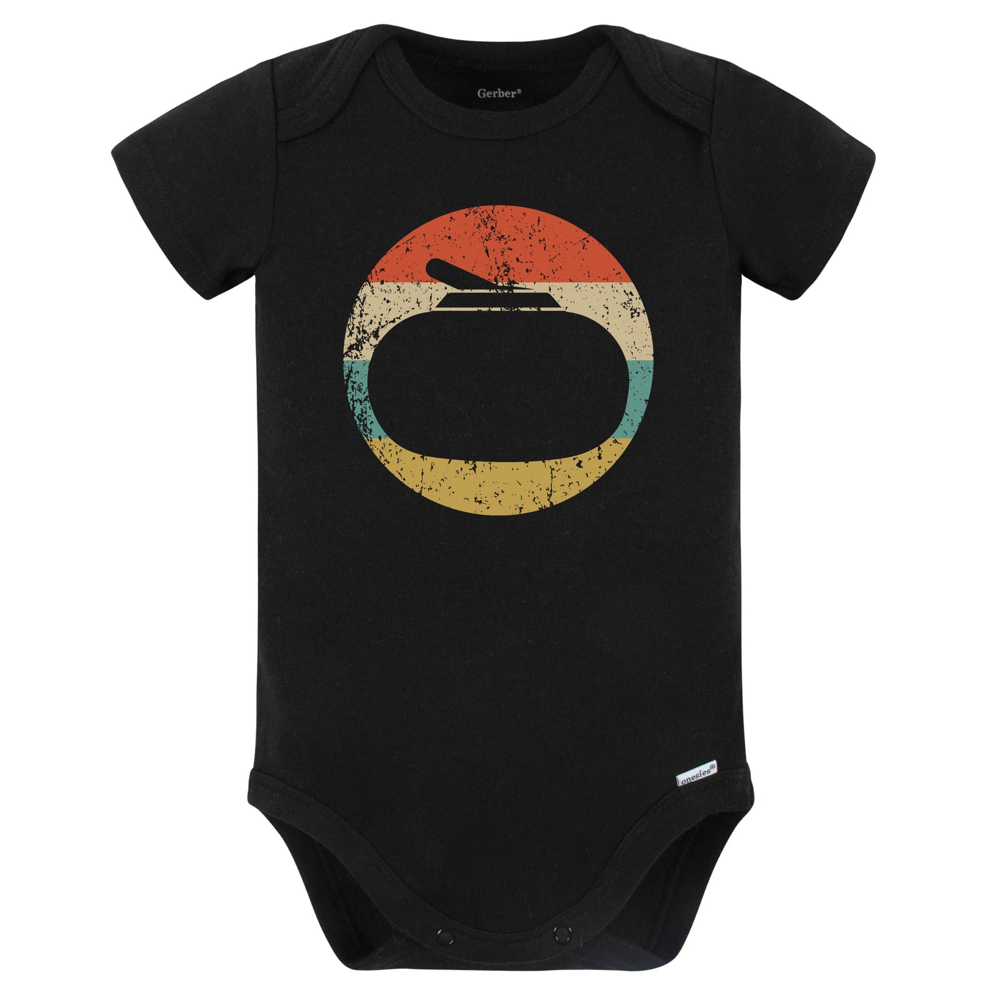 Curling Stone Silhouette Retro Winter Sports Baby Bodysuit (Black)
