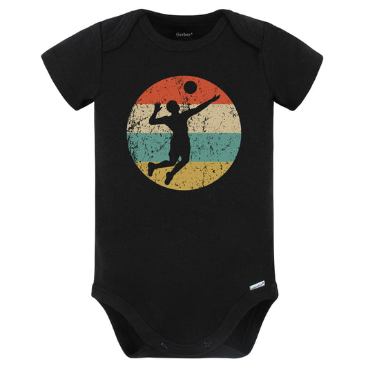 Volleyball Player Serve Silhouette Retro Sports Baby Bodysuit (Black)