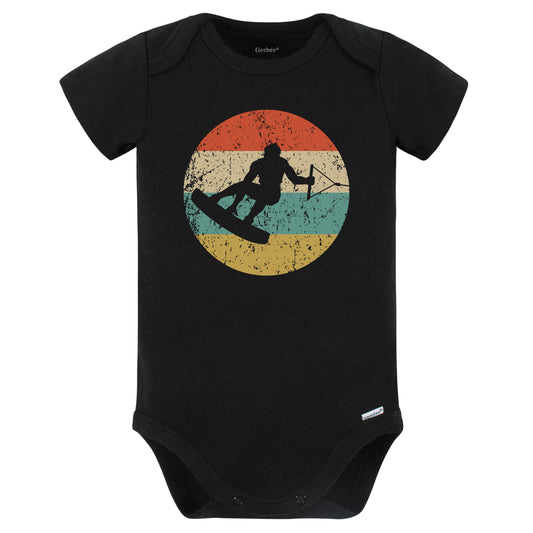 Wakeboarding Wakeboarder Retro Extreme Sports Wakeboard Baby Bodysuit (Black)