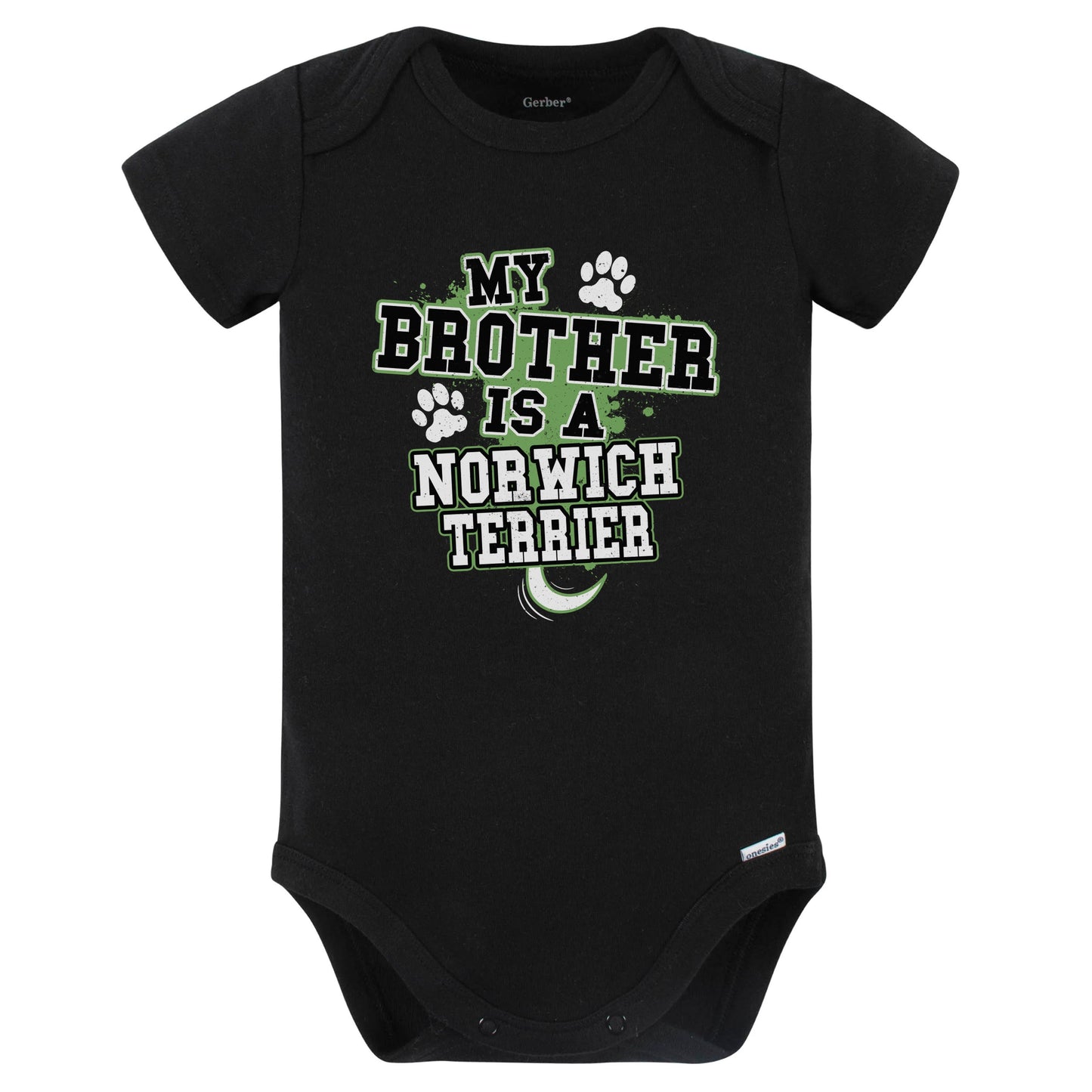My Brother Is A Norwich Terrier Funny Baby Bodysuit (Black)