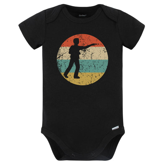 Darts Player Silhouette Retro Darts Baby Bodysuit (Black)