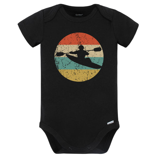 Kayaking Kayaker Silhouette Retro Kayak Baby Bodysuit (Black)