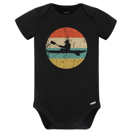 Kayaker Kayak Silhouette Retro Kayaking Baby Bodysuit (Black)