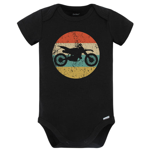 Dirt Bike Motocross Silhouette Retro Extreme Sports Baby Bodysuit (Black)