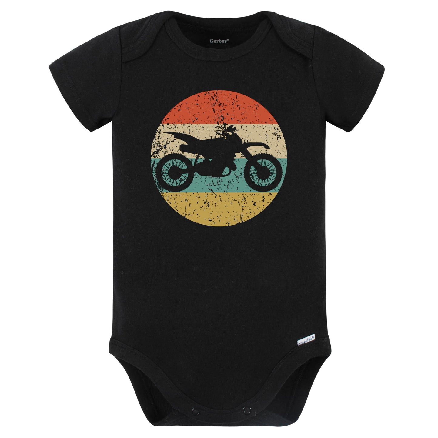 Dirt Bike Motocross Silhouette Retro Extreme Sports Baby Bodysuit (Black)
