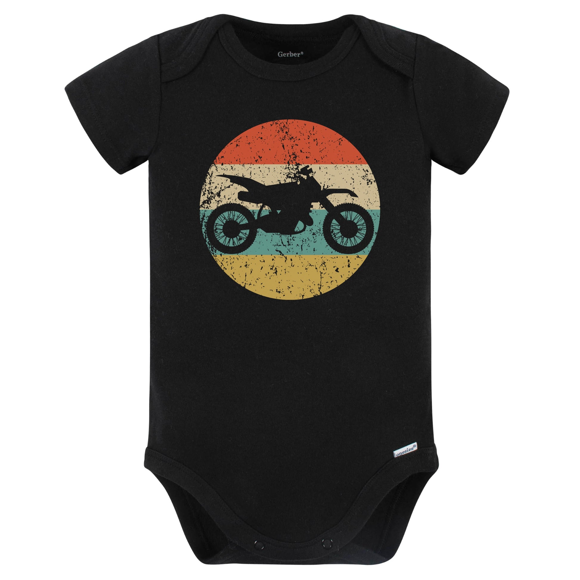 Dirt Bike Motocross Silhouette Retro Extreme Sports Baby Bodysuit (Black)