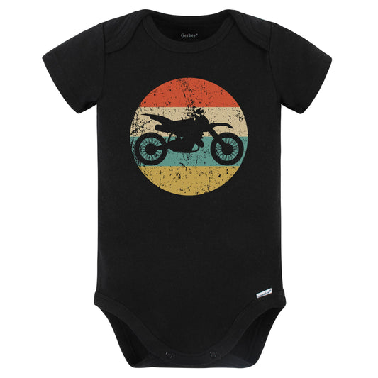 Dirt Bike Motocross Silhouette Retro Extreme Sports Baby Bodysuit (Black)