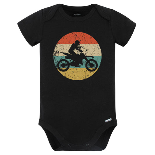 Dirt Biking Motocross Dirt Biker Retro Extreme Sports Baby Bodysuit (Black)