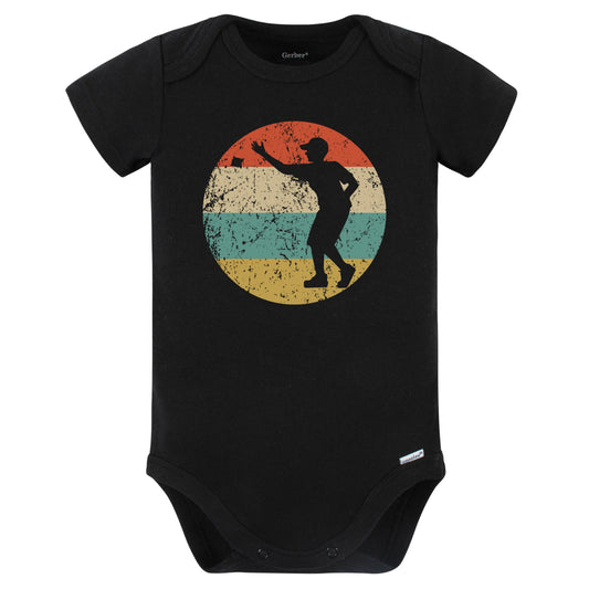 Cornhole Toss Silhouette Retro Cornhole Player Baby Bodysuit (Black)