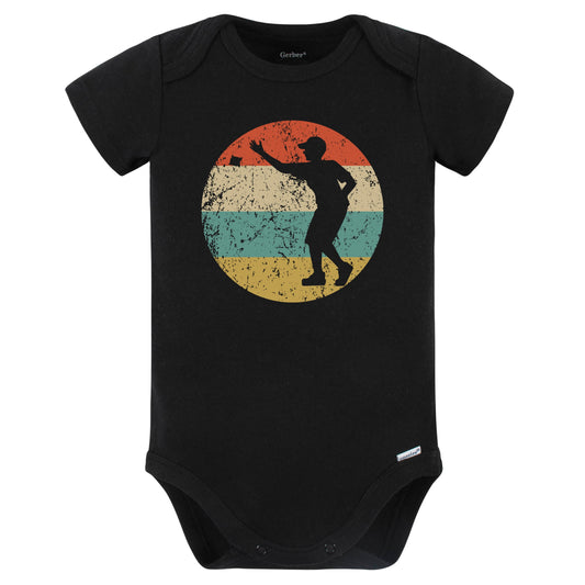 Cornhole Toss Silhouette Retro Cornhole Player Baby Bodysuit (Black)