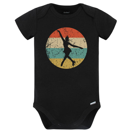 Figure Skater Silhouette Retro Figure Skating Baby Bodysuit (Black)