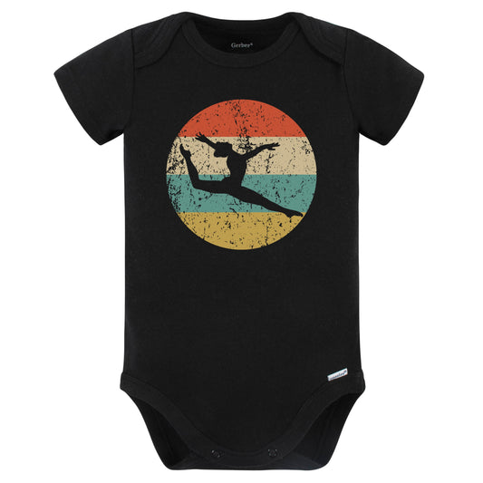 Gymnast Silhouette Retro Gymnastics Baby Bodysuit (Black)