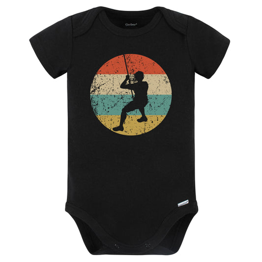 Rock Climber Rappelling Silhouette Retro Rock Climbing Baby Bodysuit (Black)