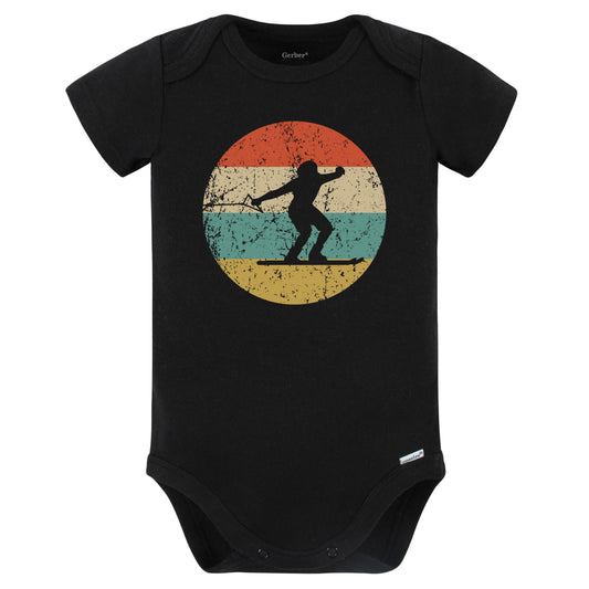 Waterskiing Silhouette Retro Waterskier Baby Bodysuit (Black)