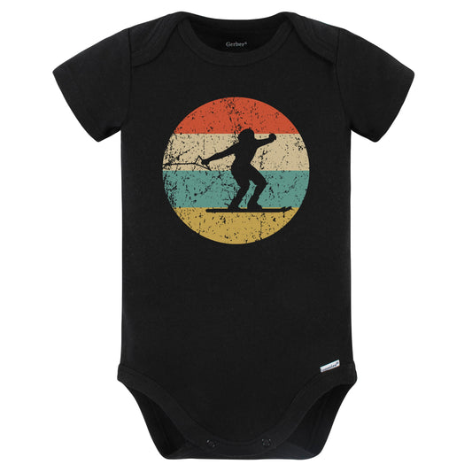 Waterskiing Silhouette Retro Waterskier Baby Bodysuit (Black)